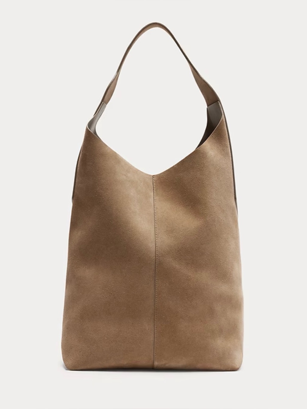 Banana Republic Slouchy Vida Suede Bag In Timeless Taupe Like New